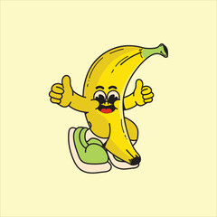 Banana Mascot Retro Character Illustration