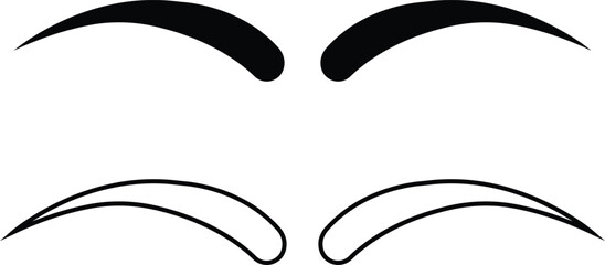 Set of eyebrows icons in flat and line styles. Fashion eyebrow perfectly shapes vectors illustration. Permanent make up and tattooing. Cosmetic for eyebrow elements isolated on transparent background.