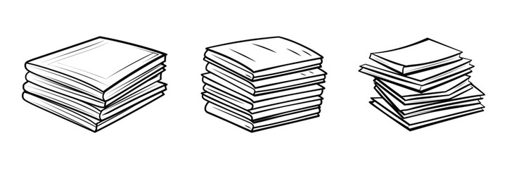 A stack of papers icon, outline, silhouette, vector, illustration, isolated on white background