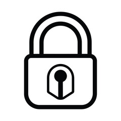 Lock icon, outline, silhouette, vector, illustration, isolated on white background