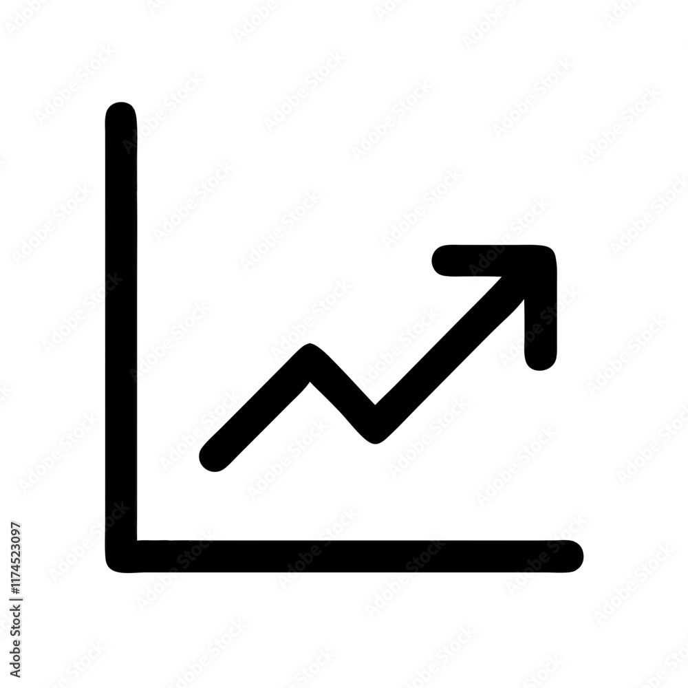 Poster rising chart with linear arrow and bar graph.