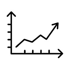 Rising chart with linear arrow and bar graph.