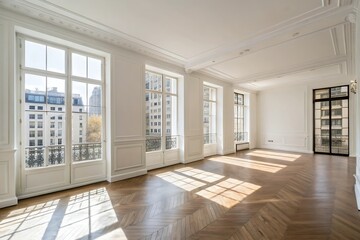 room with floor interior mockup in wabi-sabi style with low sofa, jute rug and dried grass decoration on empty warm neutral wall background. 3d rendering