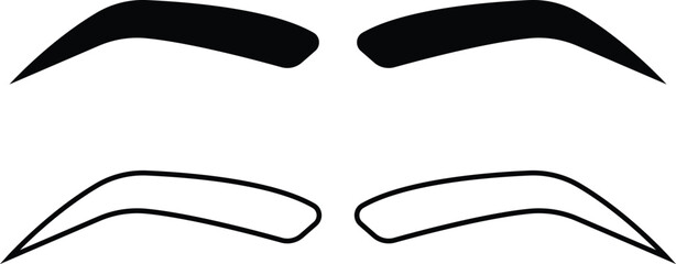 Set of eyebrows icons in flat and line styles. Fashion eyebrow perfectly shapes vectors illustration. Permanent make up and tattooing. Cosmetic for eyebrow elements isolated on transparent background.
