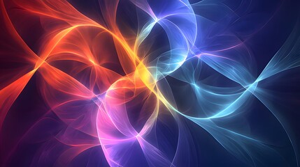 Fototapeta premium Abstract colorful waves of light intertwining in a dynamic, fluid design.