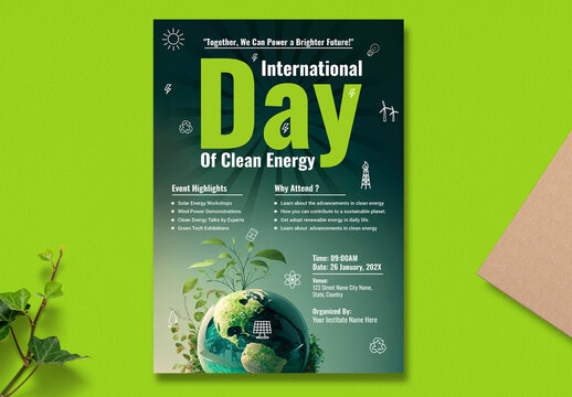 International Day of Clean Energy Flyer Layout