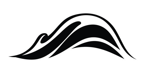 wave icon, outline, silhouette, vector, illustration, isolated on white background