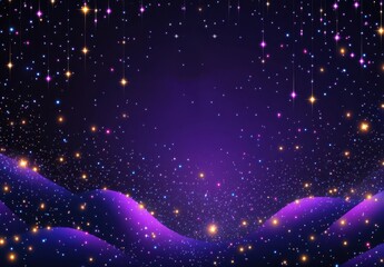 A purple background with stars and a wave