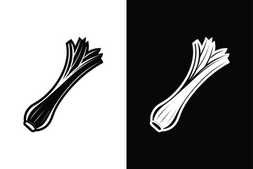 Whole Organic Leek Illustration. Clean Line Art for Vegetable Logos