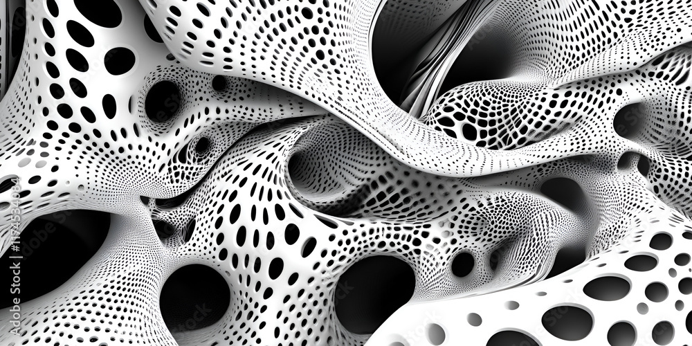Poster abstract network: a mesmerizing, monochromatic abstract design featuring a intricate network of inte