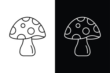 Flat Line Mushroom Illustration. Versatile Vector for Creative Projects