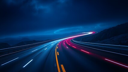 Obraz premium A digital dreamscape where the road itself becomes a canvas for vibrant, neon hues.