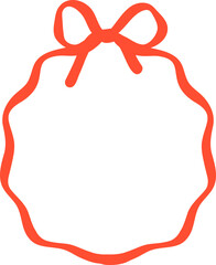 Retro Bow Wavy Ribbon Oval Frame Valentine Squiggle Flat Design