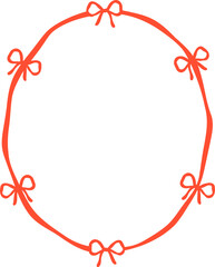 Obraz premium Retro Wavy Oval Frame with bow Valentine Squiggle Flat Design