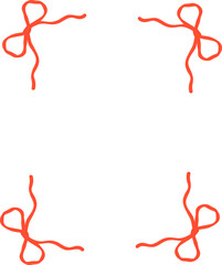 Retro Bow Ribbon Vertical Rectangle Frame Valentine Squiggle Flat Design