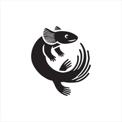 black and white fish vector