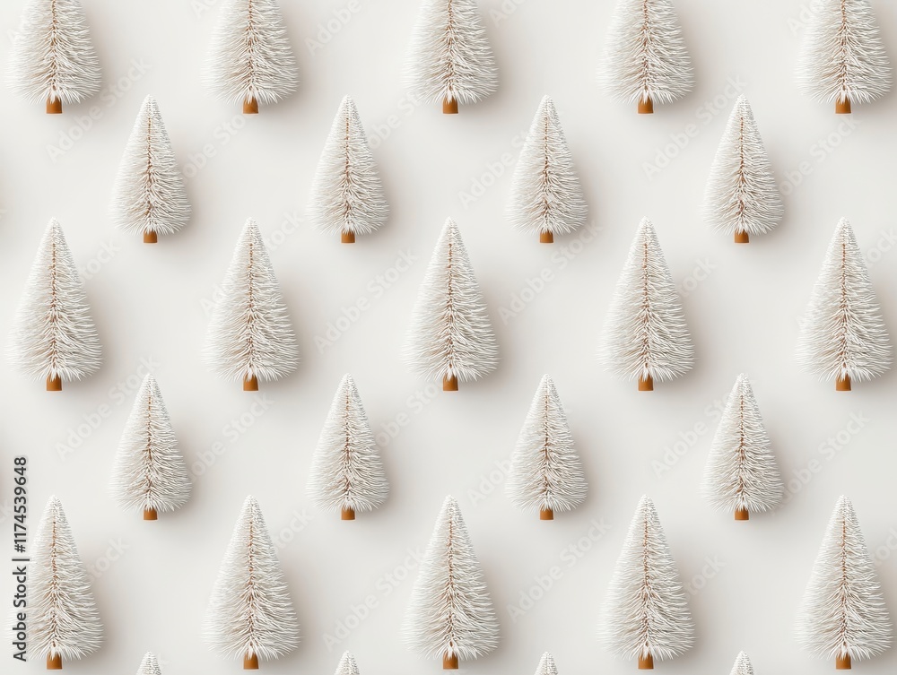 Aufkleber a pattern of small, white christmas trees arranged uniformly on a light background, creating a festi
