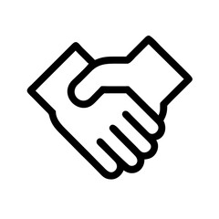 Fototapeta premium Line drawing of two shaking hands, symbolizing agreement, partnership and cooperation.Vector icon in linart style - handshake