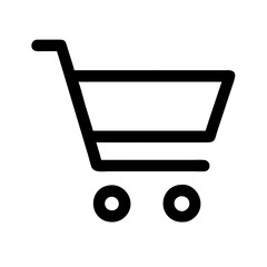 Simple shopping cart line artwork representing online shopping, retail and e-commerce.Supermarket shopping cart vector icon