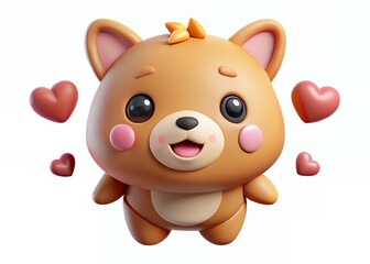 Obraz premium teddy bear with heart Cartoon puppies and doggy pet. Funny friendly animals characters. Happy corgi, doberman, dalmatian, pug, dachshund. Flat puppy vector set