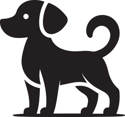 Black dog silhouette vector illustration for dog day. A dog standing on hind legs begging vector style shape silhouette

