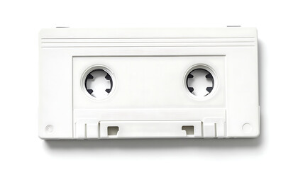 Obraz premium Close-up of white an audio cassette tape on white background