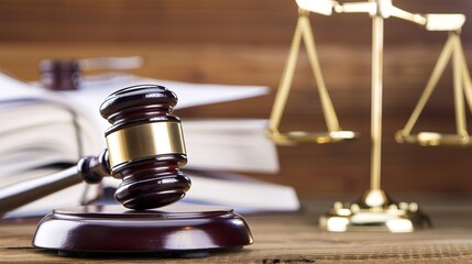 Close-up of a gavel resting on a wooden desk with legal documents, symbolizing law changes and judicial decisions in the legal system.

