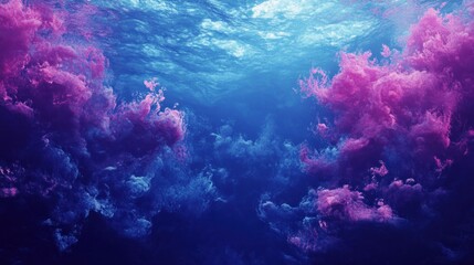 Fototapeta premium Abstract Underwater Scene with Pink and Blue