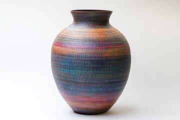 Large Decorative Vase with Multicolored Stripes