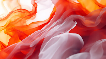 Obraz premium Abstract Art: Orange and White Fabric Swirls 