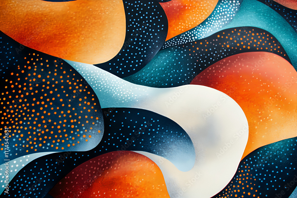 Poster abstract fluid forms: a mesmerizing interplay of vibrant hues and organic shapes creates a dynamic v