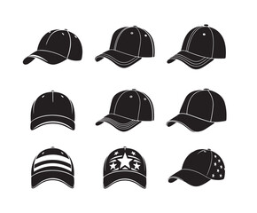 Cap icon collection  on white background