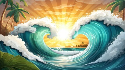 Heart Shaped Waves at Sunset.