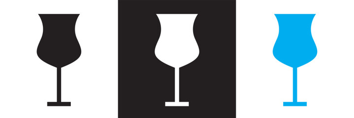 Wine glass icon. Champagne wineglass sign business concept. isolated on white and black background. vector illustration. EPS 10