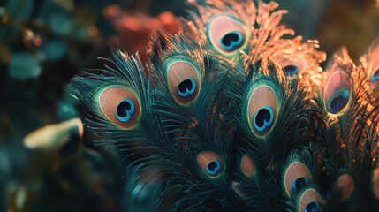 Close up of peacock feather