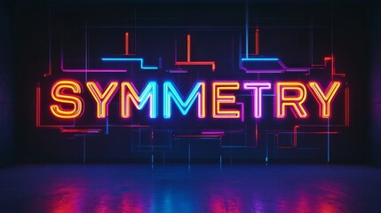 Obraz premium Neon Symmetry with Cyberpunk Influences