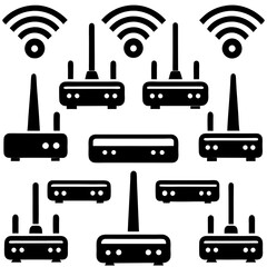 Vector Illustration of Various WiFi Routers