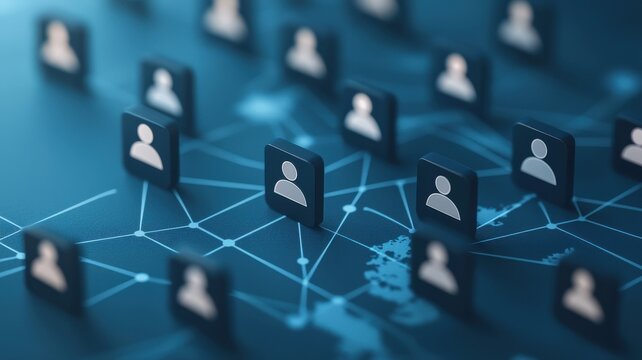 A digital network representation showing interconnected user icons, symbolizing online connectivity and social communication.