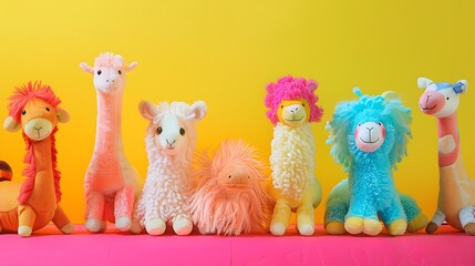 Plush desert animals toy on a colorful background