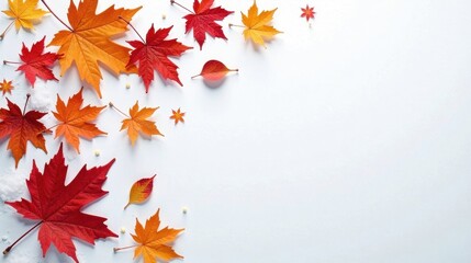 Autumnal foliage arrangement on a pristine white background, ideal for seasonal greetings or festive designs.