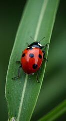 Fototapeta premium Close-Up of Insect on a Leaf with Soft Focus Background