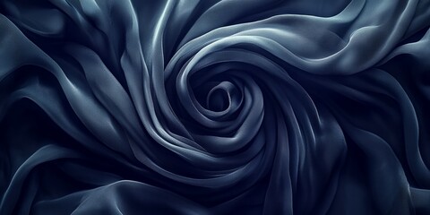 Obraz premium Elegant Dark Blue Silk Fabric Swirls Abstract Textile Background