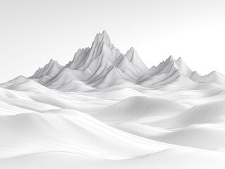 Fototapeta premium Abstract white mountain range landscape.