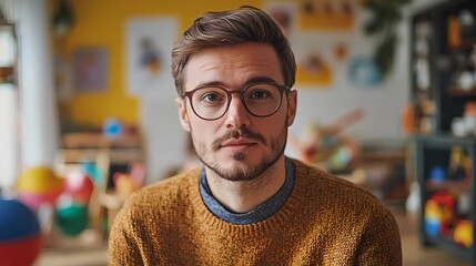 Fototapeta premium Blogger recording video content with professional camera in creative studio setup