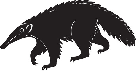 Obraz premium Silhouette of a Giant Anteater Walking in Vector Illustration