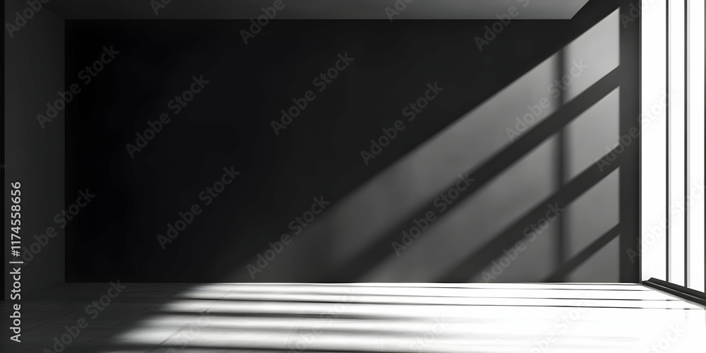 Poster sunbeams in a minimalist room: an empty room bathed in the soft glow of sunlight streaming through a