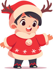 little child in red winter costume