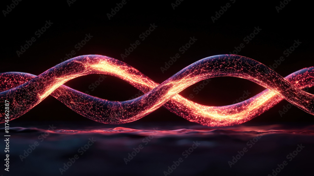 Poster glowing abstract wave design representing technology and innovation