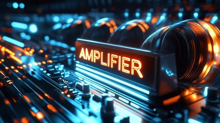 Futuristic Digital Amplifier with Pulsating Light Effects