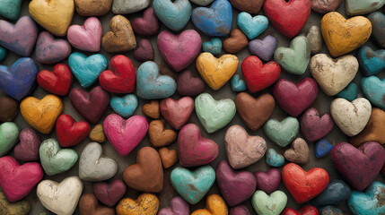 Happy Valentine's Day Background with Pink and Red Hearts and Romantic Love Design